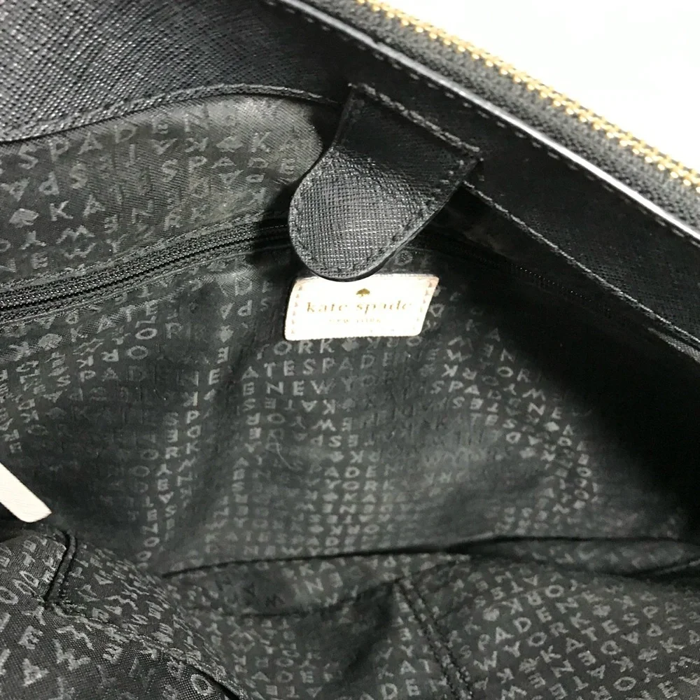 kate spade Large Black Satchel with Beige Bow Trim
